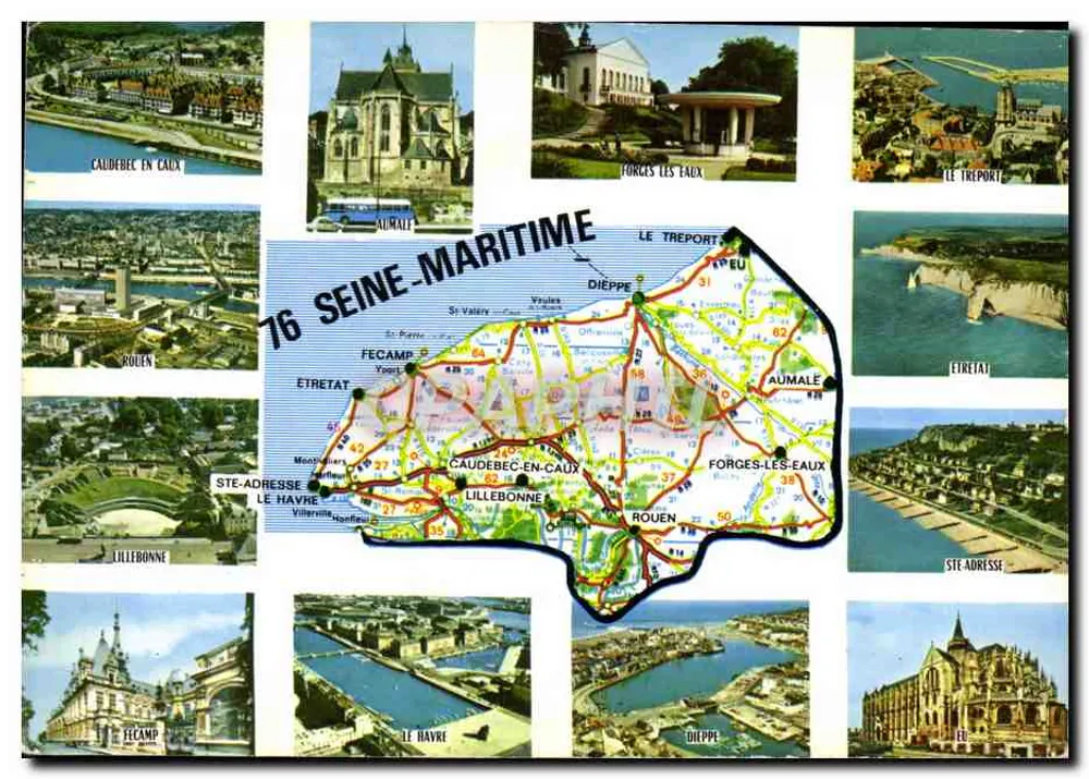Seine-Maritime — Carteira turística com vista de locais emblemáticos — Combière Impressor Macon - Frente
