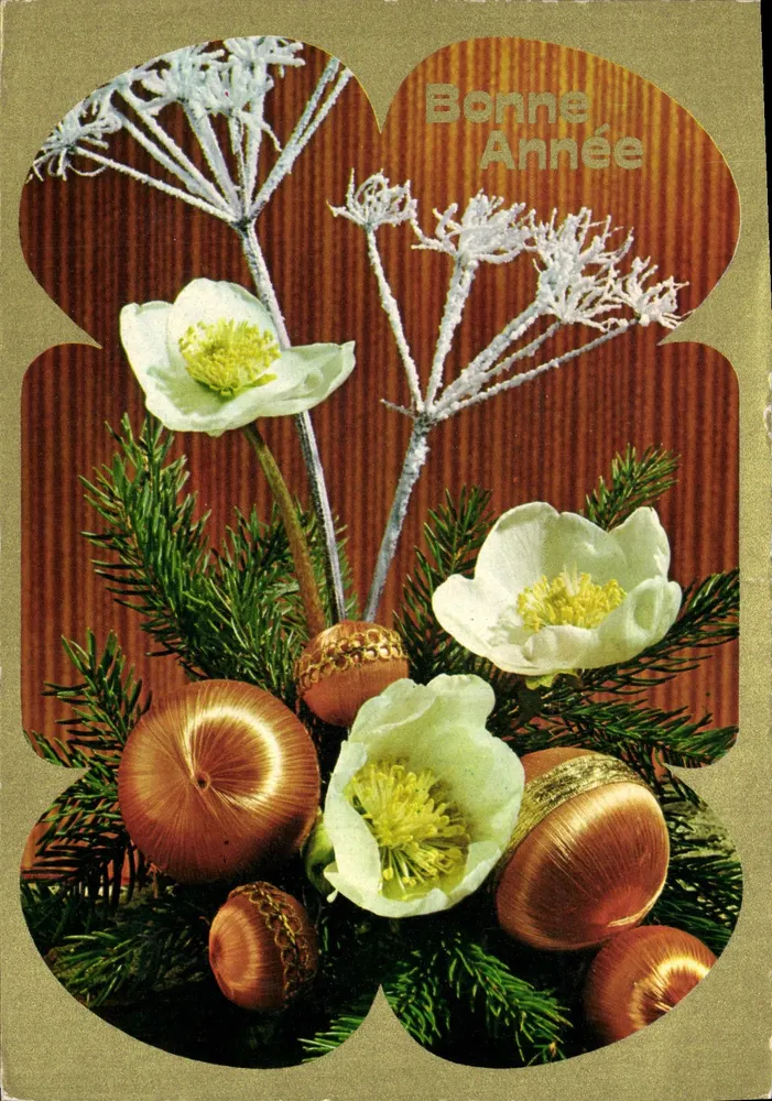 Flores e acornos decorativos — Boas Festas — Rust Craft - Frente