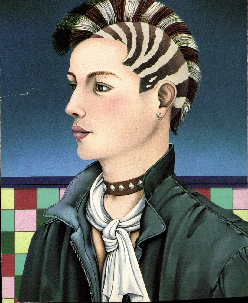 Jovem com cabelo zebra — estilo punk — coleção particular Michel Plaisir - Frente