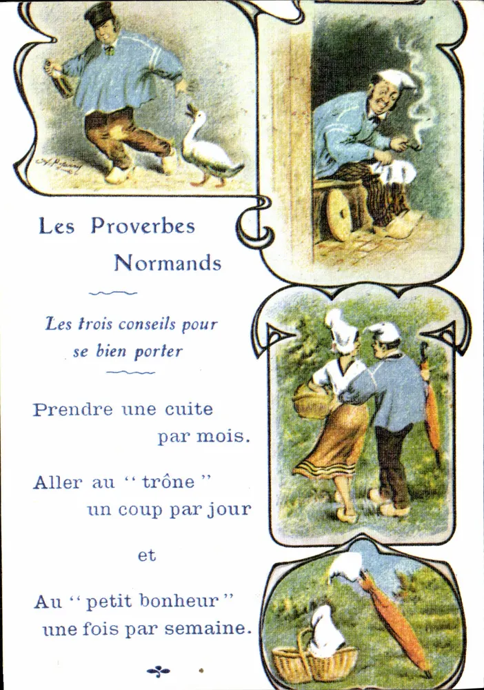 Normannische Sprichwörter — Die drei Tipps für gute Gesundheit — Alte Plakate der Vergangenheit, n°997 - Vorderseite
