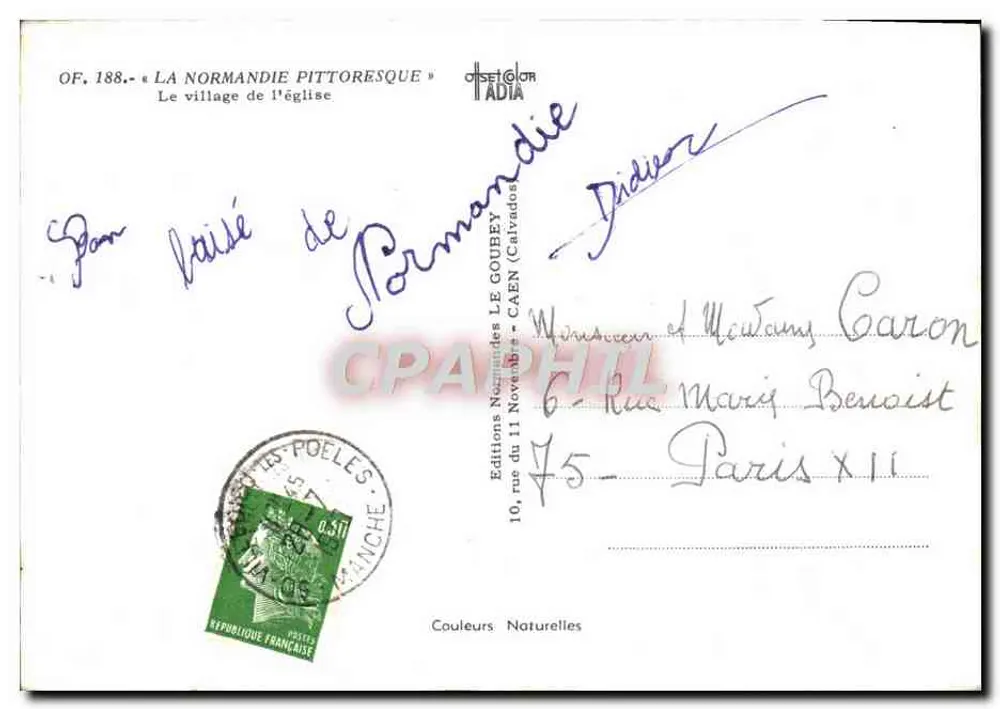 Iglesia de La Normandia pittoresca — OF. 188. — Editor Emy - Reverso
