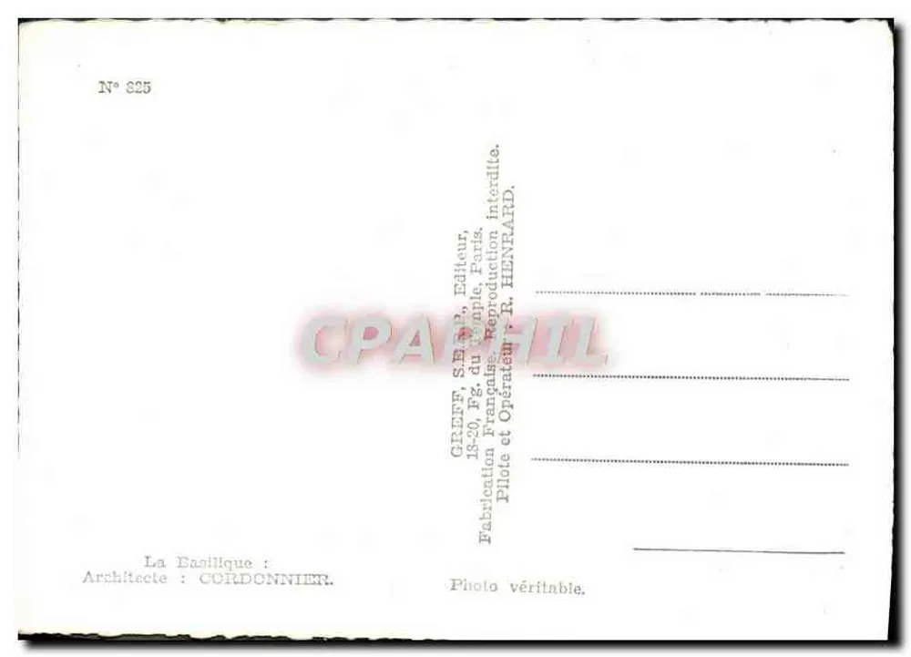 Côte Fleurie — Orte der Baïlique — Verlag GREFF, S.A.R.L., Paris, Nr. 825 - Rückseite
