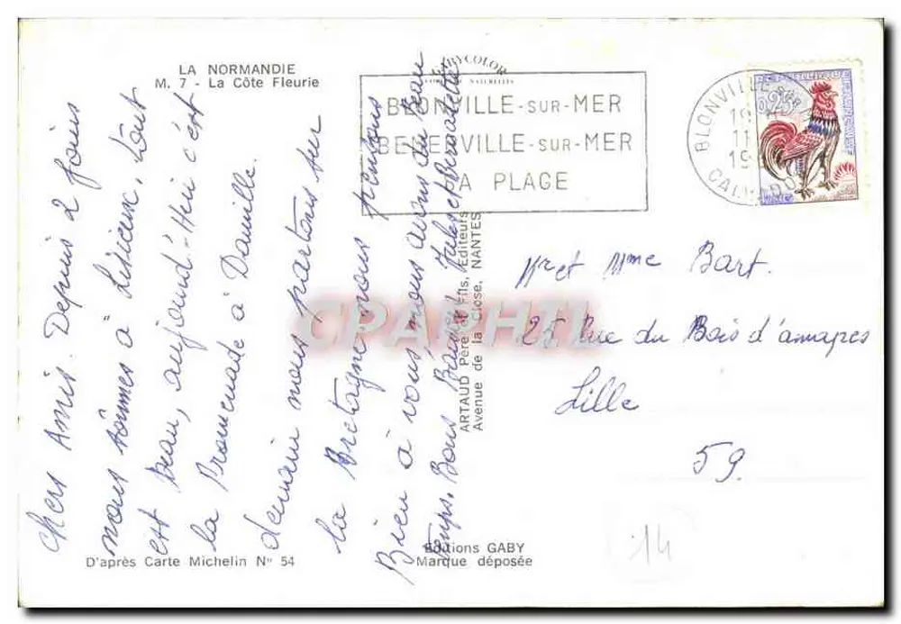 La Côte Fleurie — Carte Michelin N° 54 — Verlag Artaud Pére & Fils - Rückseite