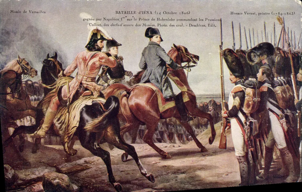 Schlacht von Iéna (14. Oktober 1806) — gewonnen von Napoleon I. gegen den Prinzen von Hohenlohe — Horace Vernet, Maler (1789-1863) — Musée de Versailles — Édit. Deschiens - Vorderseite