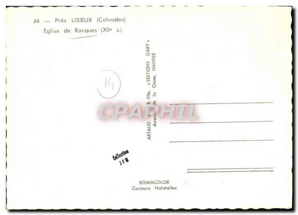 Igreja de Rocques — Perto de Lisieux (Calvados) — Éditions Gaby, Nantes - Verso