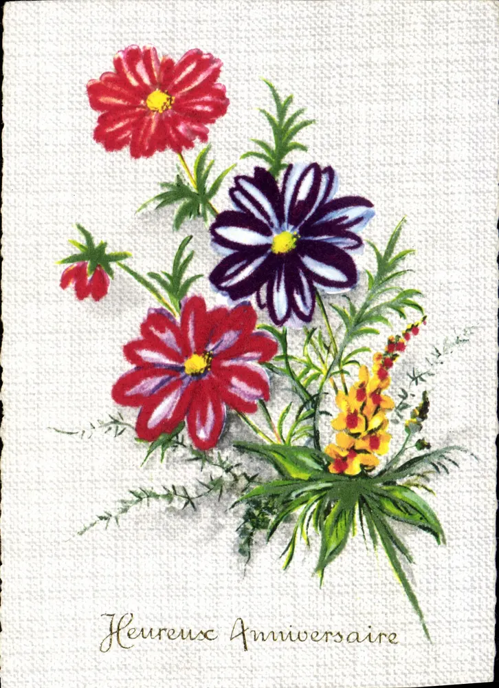 Flores coloridas — Aniversário — Editor não visível, número de série não visível - Frente