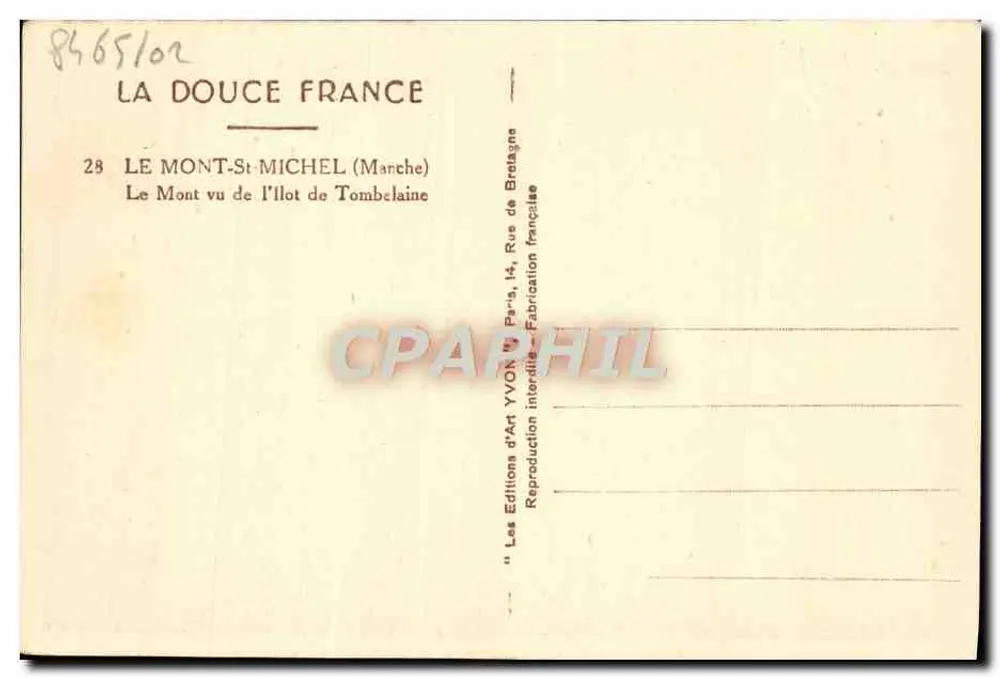 Mont Saint-Michel — Ansicht von der Insel Tombelaine — Yvon - Rückseite