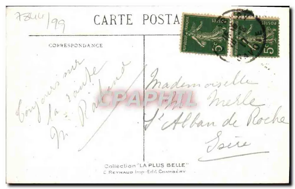 Salón de J.-J. Rousseau — Les Charmettes — Editor Reynaud, n° 583 - Reverso