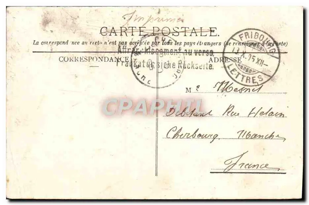 Fribourg — Der Hängebrücke und Allgemeine Ansicht — Edition Burgy, Lausanne, Nr. 4367 - Rückseite