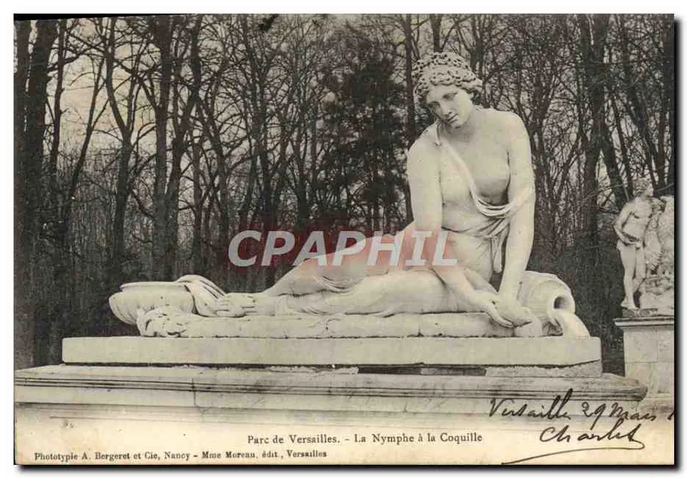 Parc de Versailles - La Nymphe à la Coquille — Phototype A. Bergeret et Cie, Nancy - Mme Moreau, édit., Versailles - Vorderseite