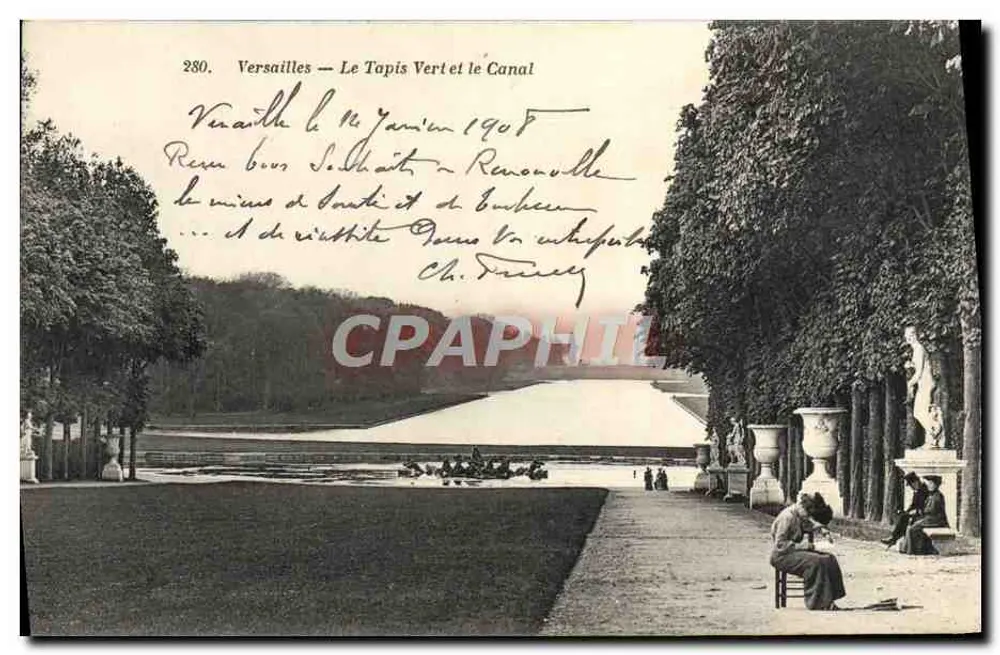Versailles — O Tapete Verde e o Canal — Editor: Carte Postale Française - Frente