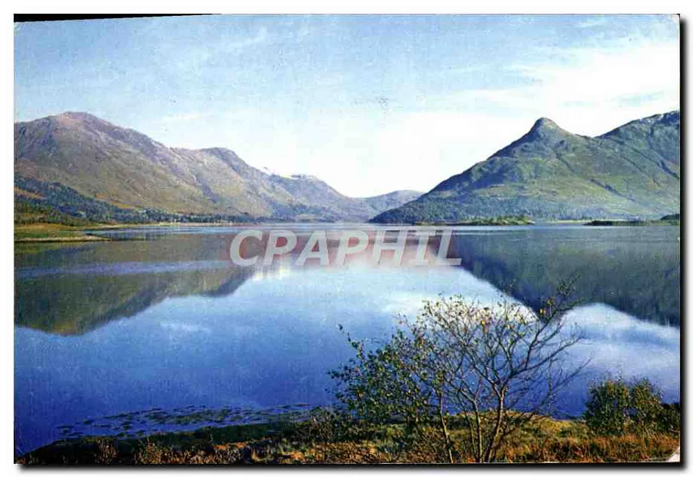 ग्लेंको झील — झील और पहाड़ों का दृश्य — जे. आर्थर डिक्सन स्टूडियो द्वारा रंगीन फोटोग्राफी, क्रमांक 3561 - आगे