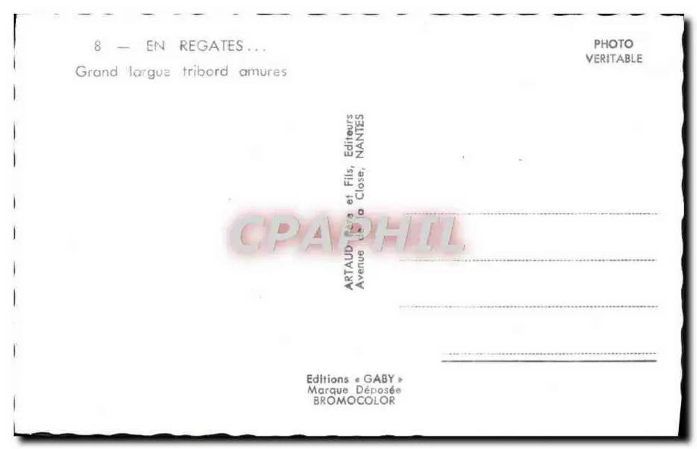 Grand largue tribord amures — In Regattas — Editions Gaby, Nantes - Rückseite