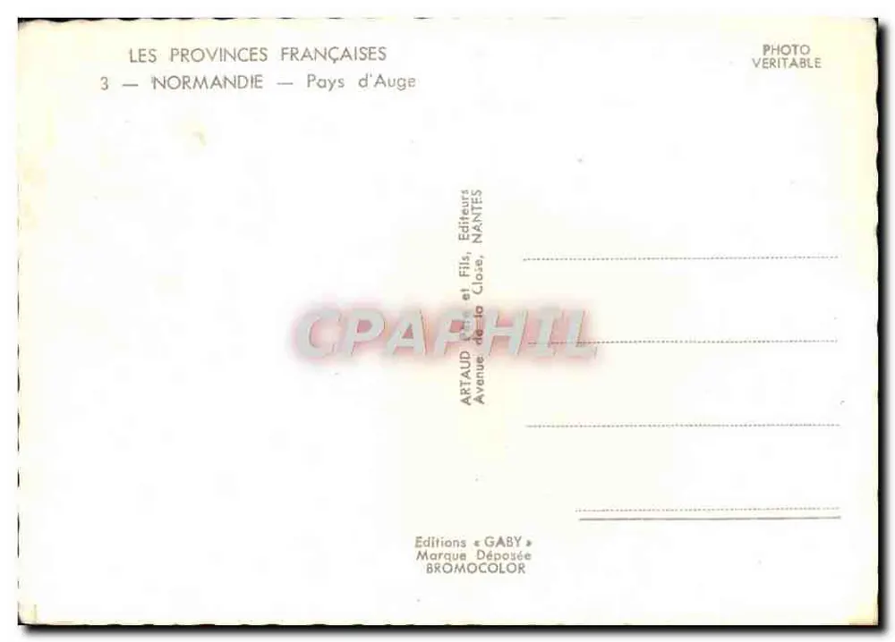 Normandie — Pays d'Auge — Verlag ARTAUD et Fils, Nantes - Rückseite