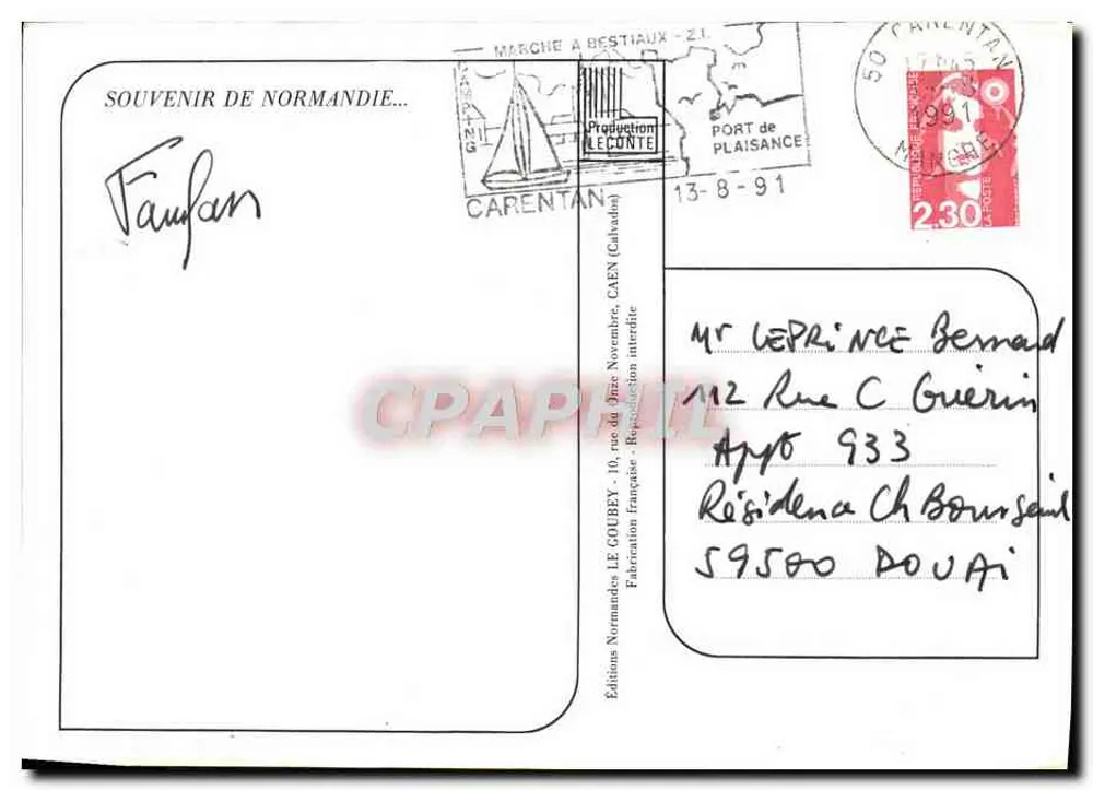 Céu normando... gag !... — Éditions Normandes LE COUBÉY, Carentan - Verso
