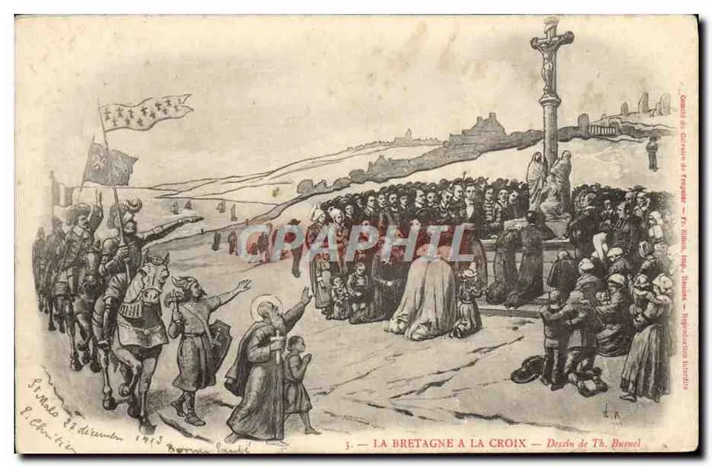 A Bretanha na Cruz — Desenho de Th. Buznel — Edição do Comitê do Carnaval de Trégor - Frente