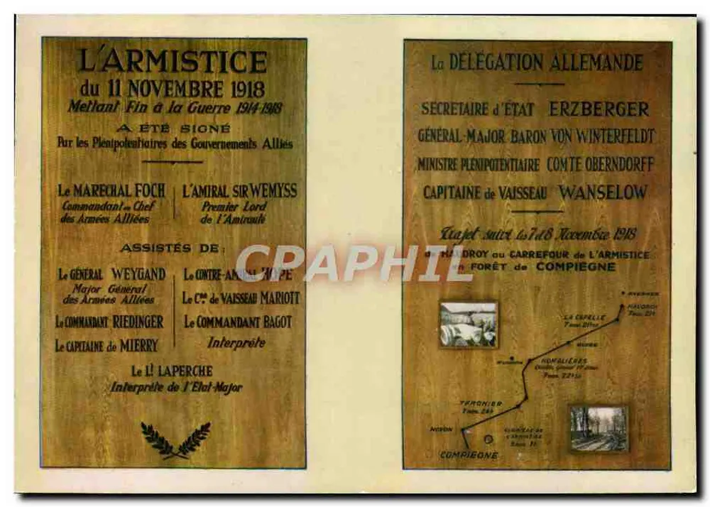 DER Waffenstillstand vom 11. NOVEMBER 1918 — Beendigung des Krieges 1914-1918 — Éditions Combier - Vorderseite