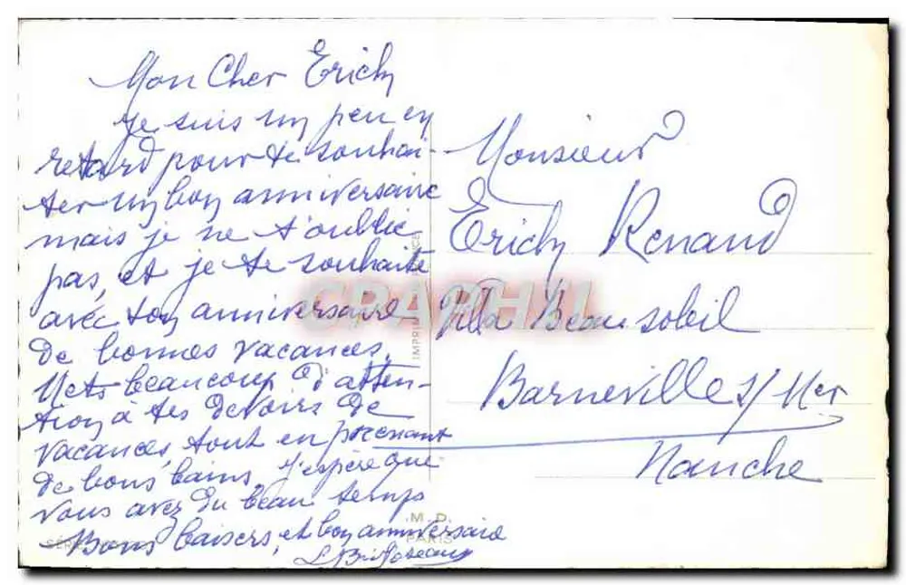 Bouquet de roses dans une cage — éditeur IMPRIMÉ SUR LA CARTE : 'M. D. PARIS' — n° de série non visible - Rewers