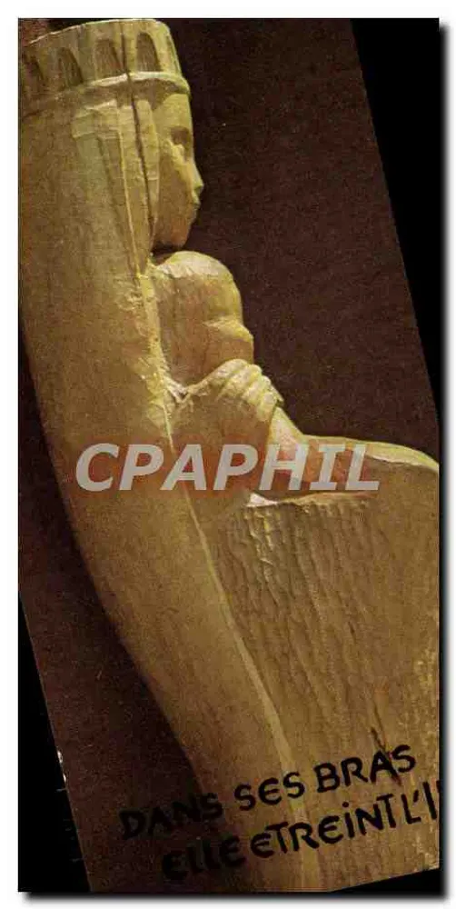 Maria mit Kind — Holz 1m — Glaubensbekenntnis — Thierry Zeiliger — Ateliers de l'Abbaye Jouarre C.8 - Vorderseite