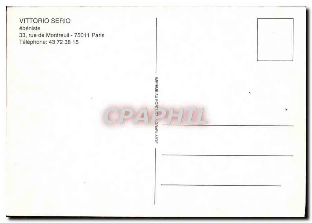 Laminierter Holzschnitt — Vittorio Serio — Schreiner in Paris - Rückseite