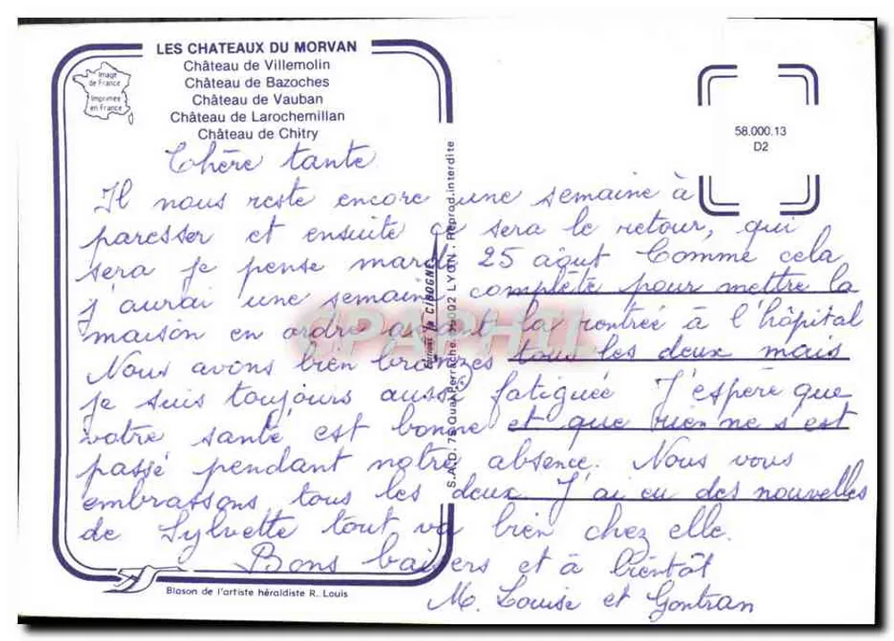 Schlösser des Morvan — R. Louis — n° 58.000.13 - Rückseite