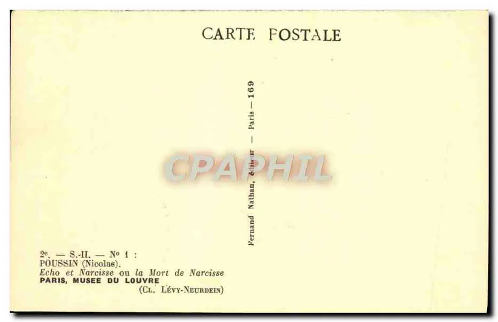Echo und Narcissus — Tod des Narcissus — Fernand Nathan, Paris — Nr. 169 - Rückseite
