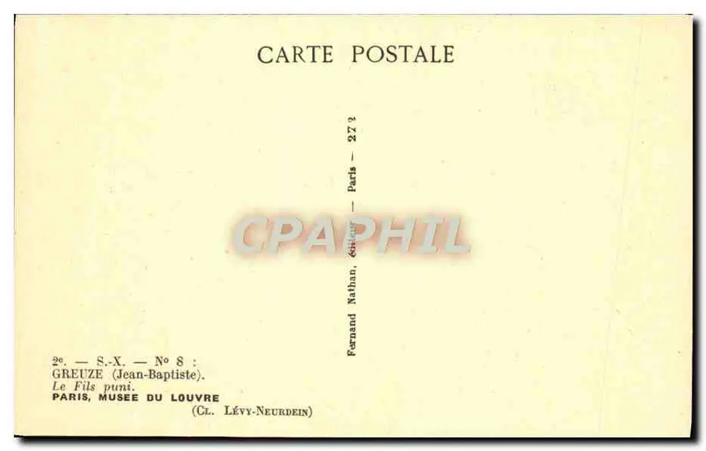 Der bestraufte Sohn — Greuze (Jean-Baptiste) — Verlag Nathan, Paris, Nr. 8 - Rückseite