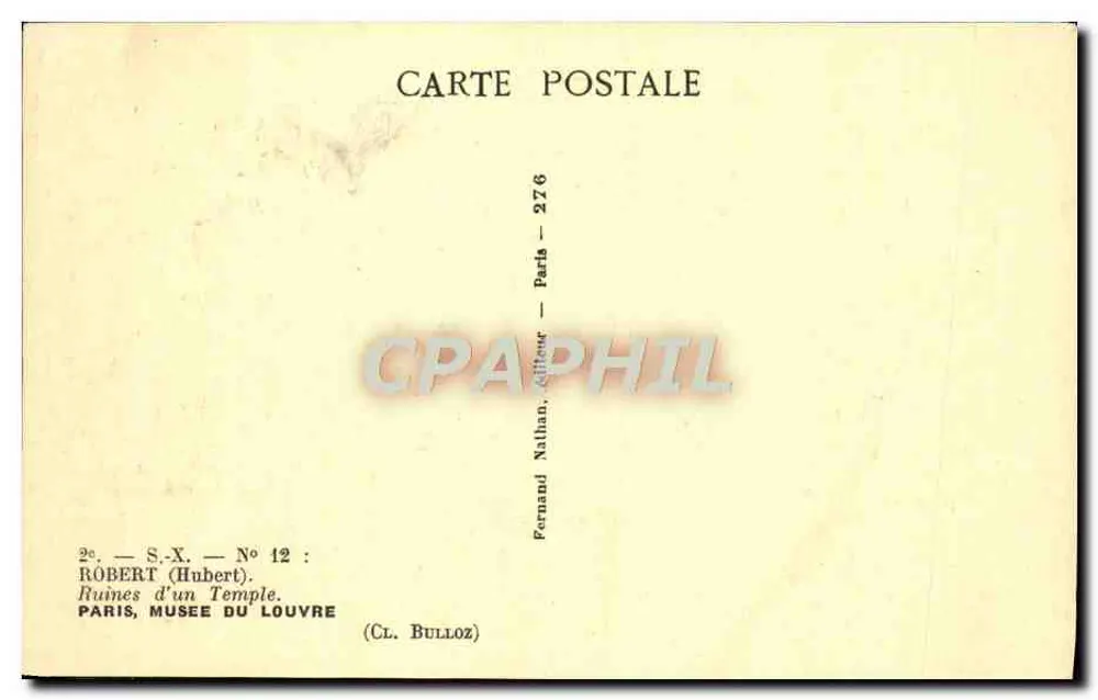 Ruínas de um Templo — Paris, Museu do Louvre — editor Nathan, n° 276 - Verso
