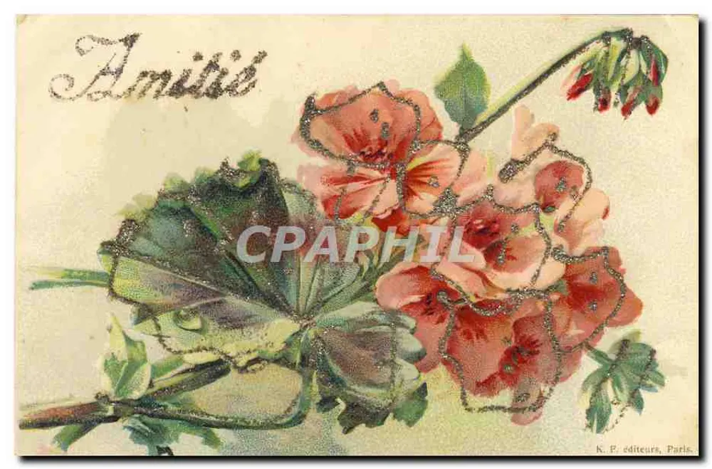Flores de gerânio — Amizade — K. P. editores, Paris - Frente