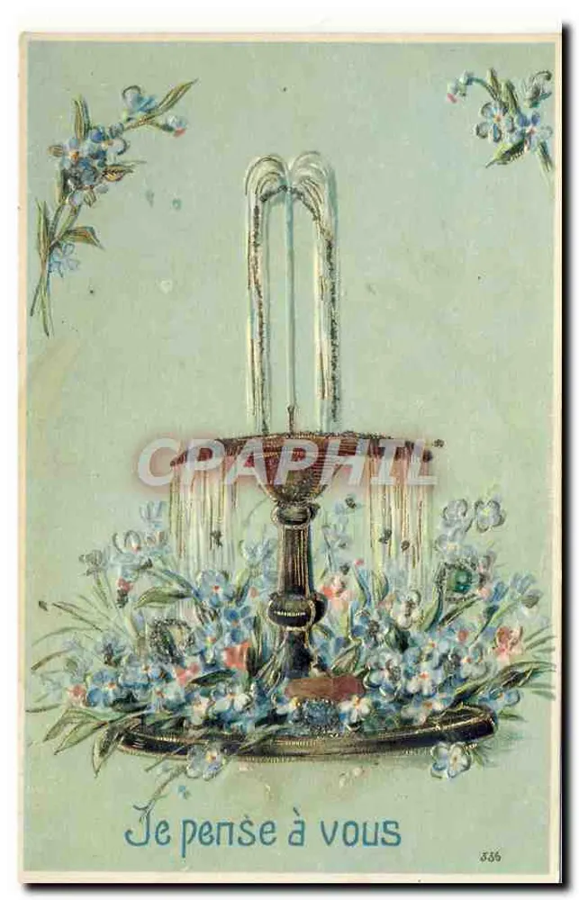 Fuente decorativa — flores azules — 586 - Anverso