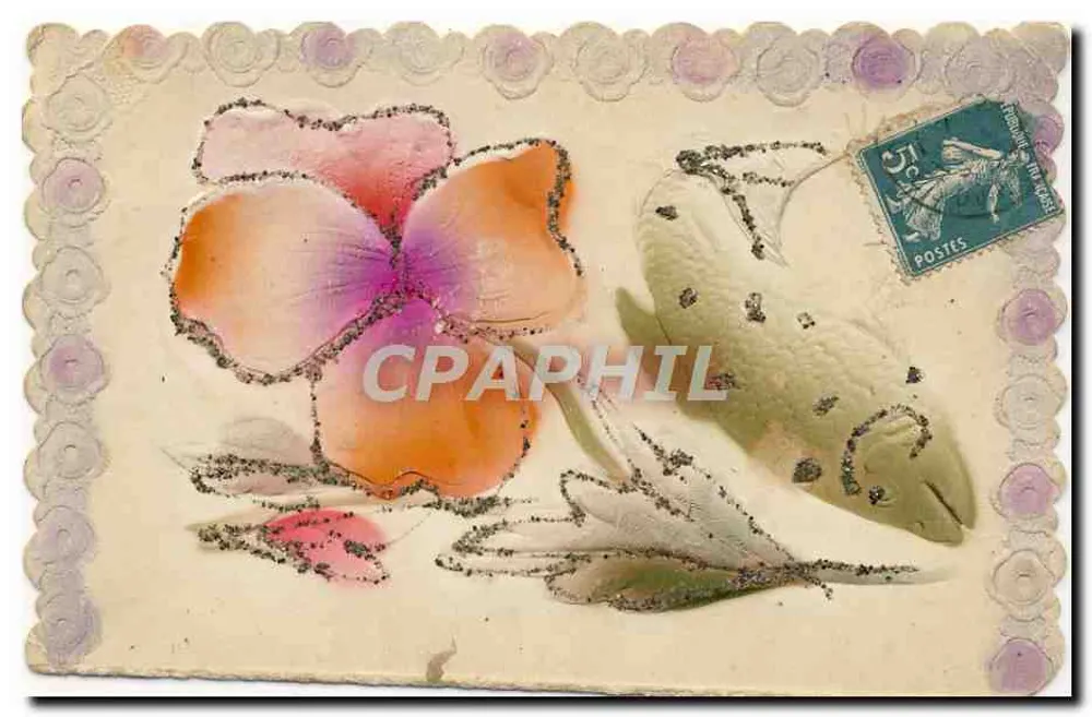Fleur et oiseau — illustration décorative — éditeur non visible - Frente