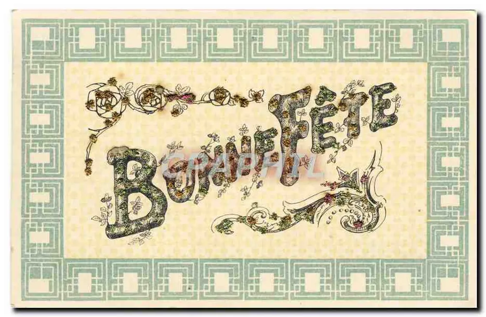 Bonne Fête — floraler und geometrischer Design — Graphiphil - Vorderseite