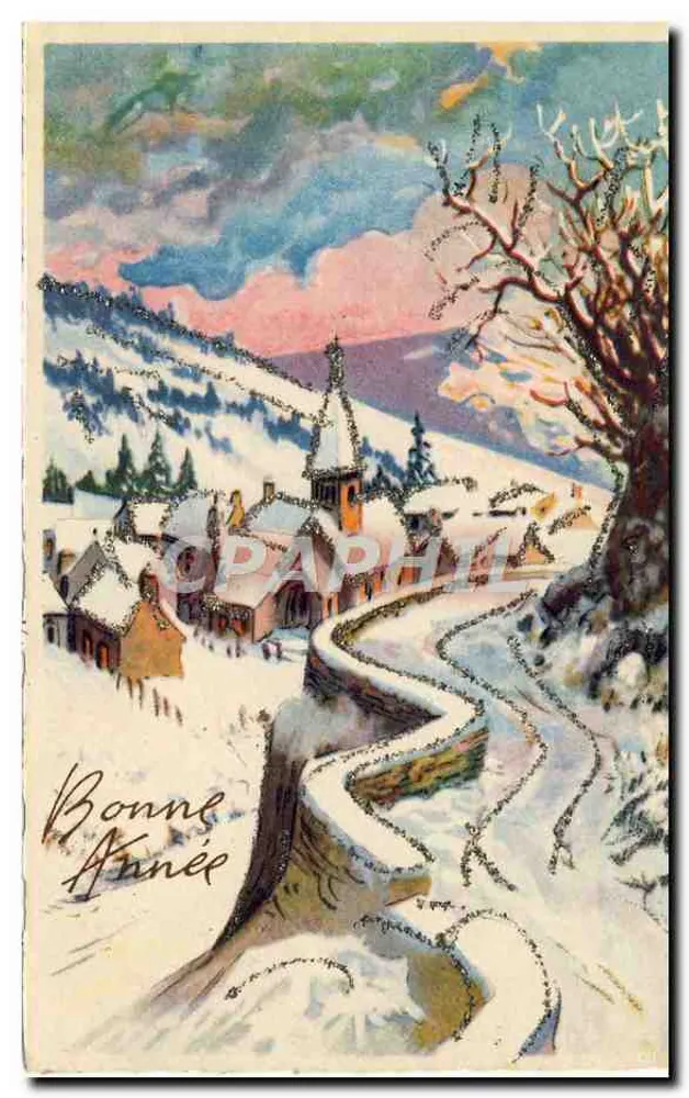 Village enneigé — paysage hivernal — éditeur non visible - Recto