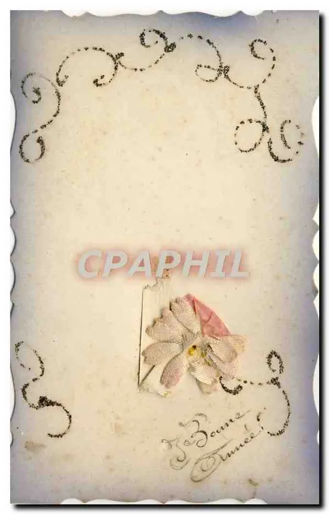 Carte de vœux — décorations florales et calligraphiques — éditeur non imprimé - Frente