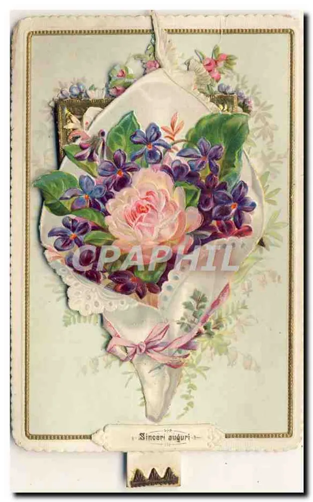 Blumenstrauß — rosa und violett — Herausgeber unbekannt - Vorderseite