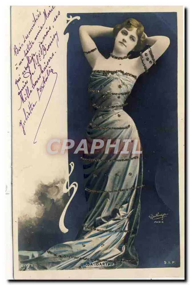 Gilda Darthy — Porträt in Abendkleid — Verlag Roulbaga, Paris, Serie S.I.P. Nr. 817/3 - Vorderseite
