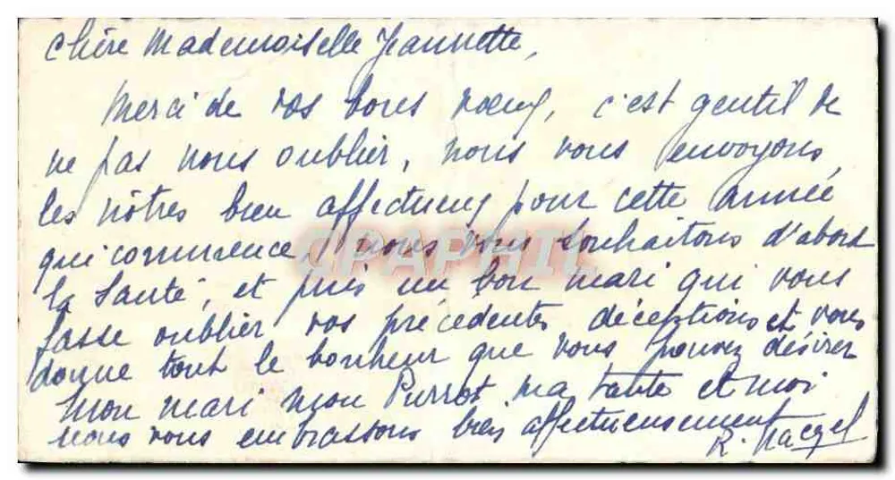 Rosa violeta — carta de boas-vindas com texto manuscrito — editor 'CPAPHIL' (impresso na carta) - Verso