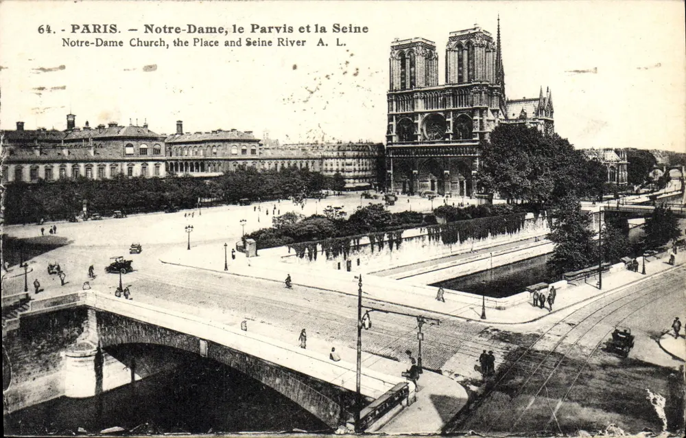 Paris — Notre-Dame, der Parvis und die Seine — A. L. n°64 - Vorderseite