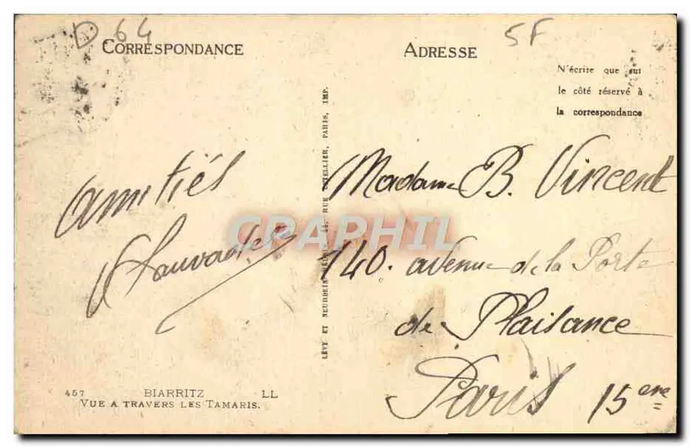 Biarritz — Vista attraverso i Tamaris — Lev e Seigneuris, Parigi - Verso