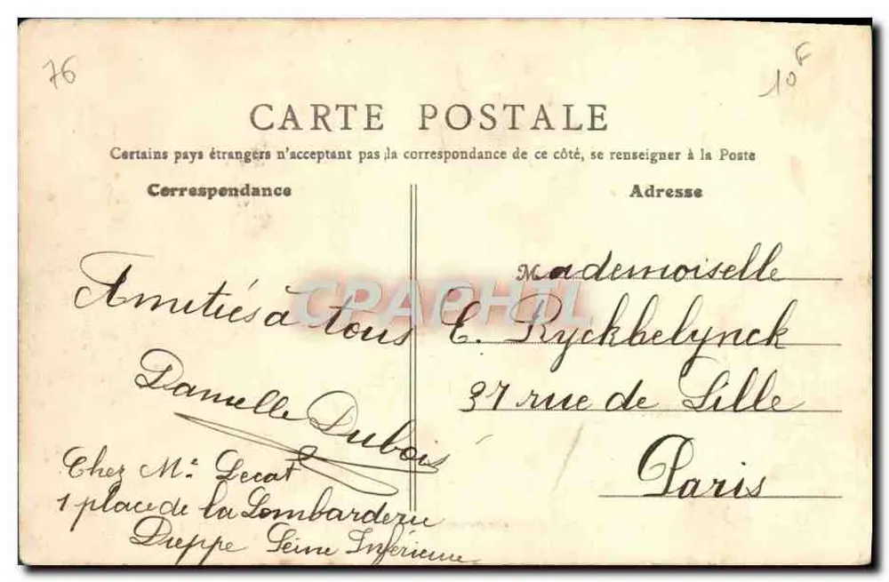 Dieppe (S.-Inf.) — Der Courrier de Brighthon fährt in den Hafen ein — B. F., Paris - Rückseite