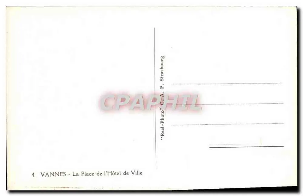 VANNES - Ansicht der Place de l'Hôtel de Ville — Verlag C.A.P. Straßburg, Nr. 4 - Rückseite