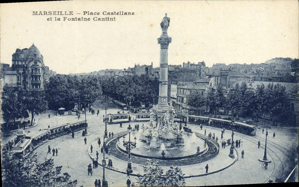 MARSEILLE — Place Castellane und die Fontaine Cantini — Verlag: - Vorderseite