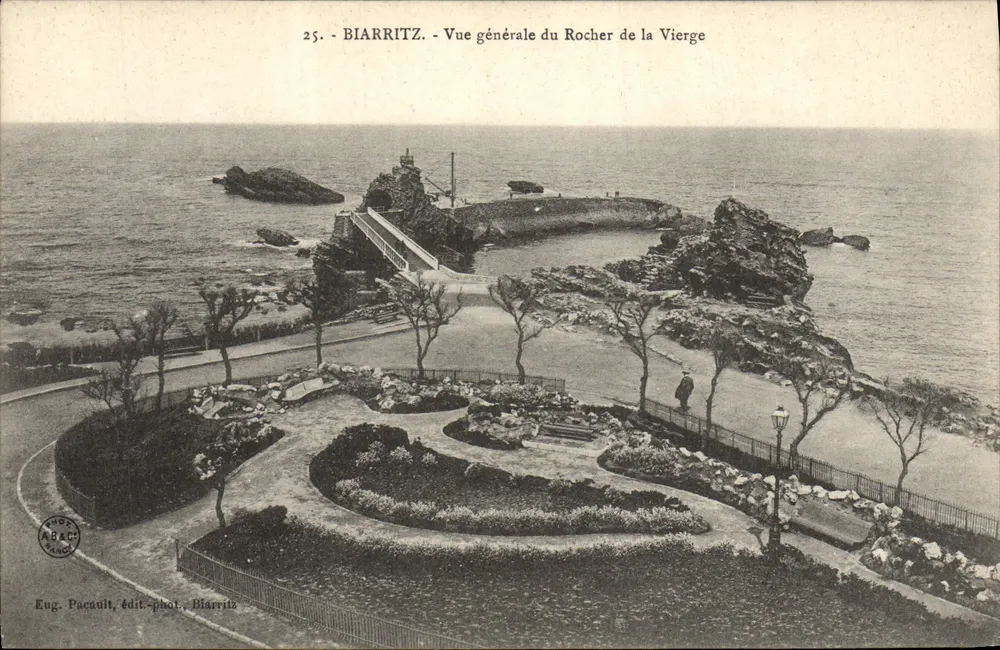 Biarritz - Allgemeine Ansicht des Rocher de la Vierge — Eug. Pacault, Verlag-Fotograf Biarritz, n°25 - Vorderseite