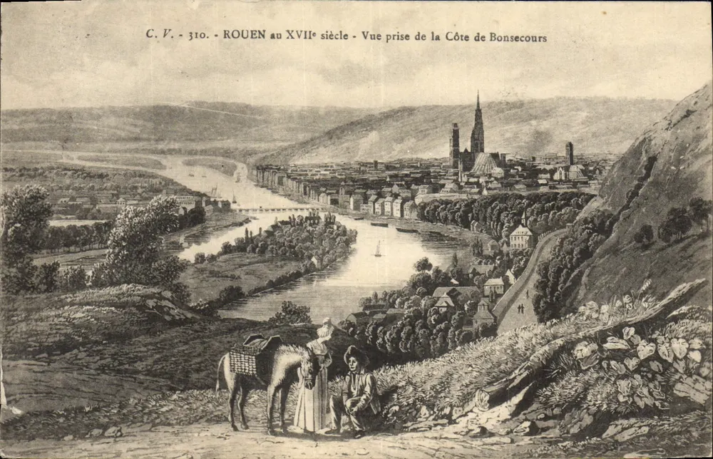 Rouen im 17. Jahrhundert — Ansicht von der Côte de Bonsecours — C.V. 310 - Vorderseite