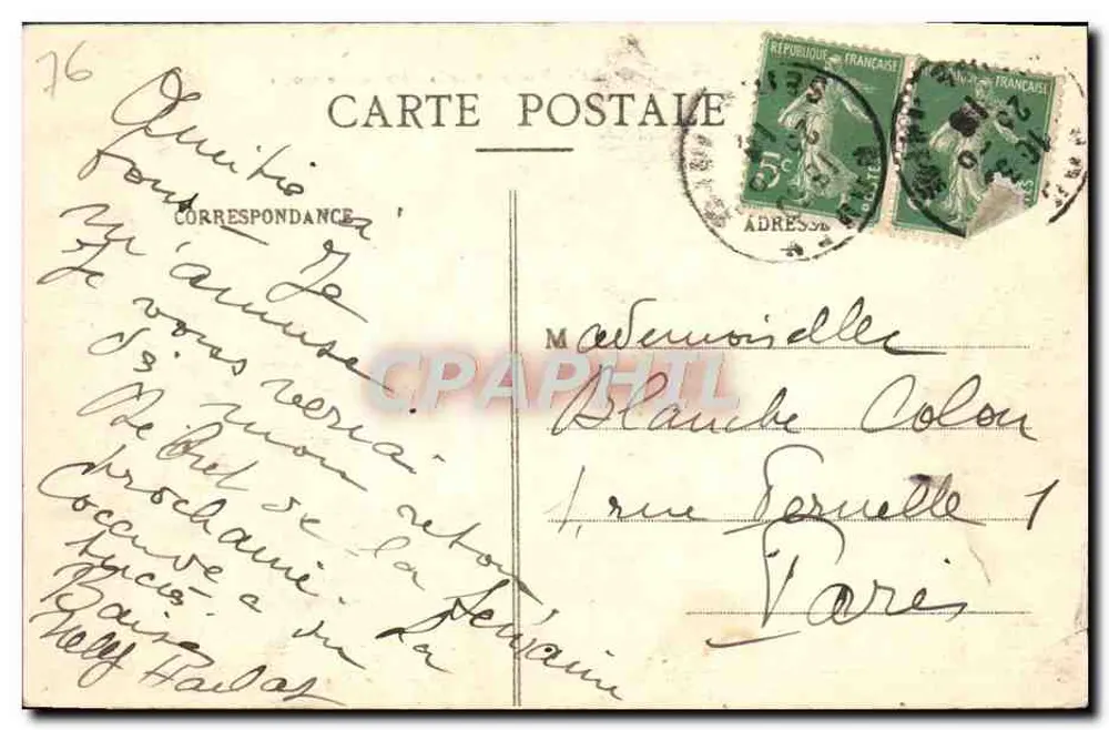 Rouen im 17. Jahrhundert — Ansicht von der Côte de Bonsecours — C.V. 310 - Rückseite