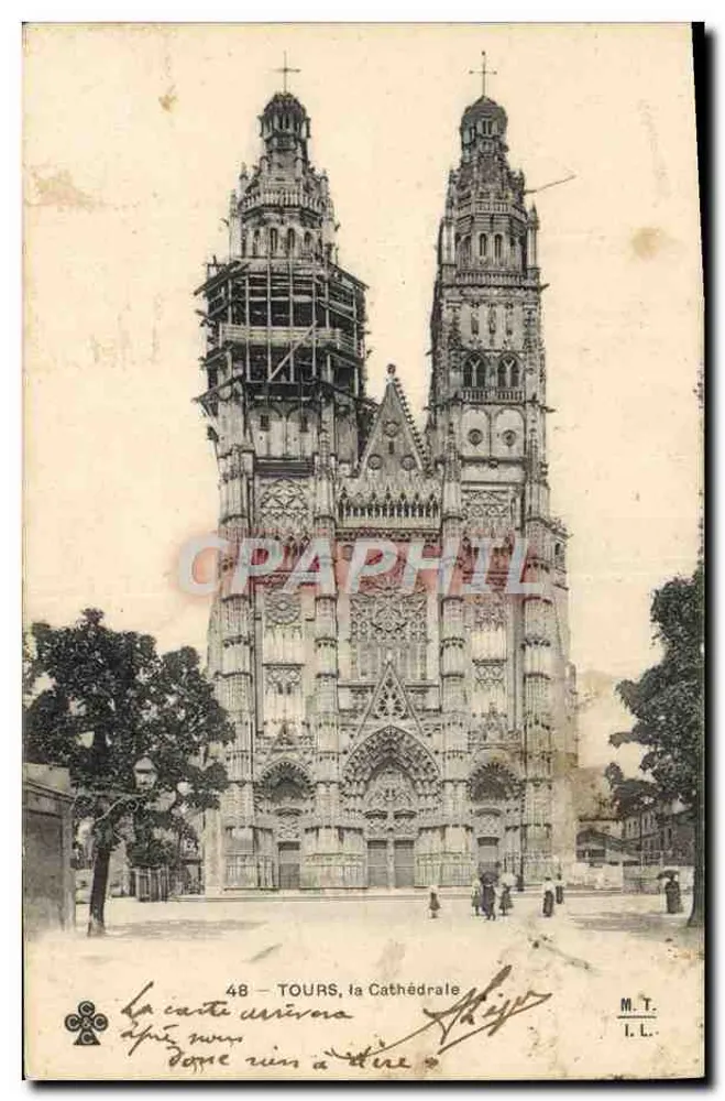 टूर्स, कैथेड्रल — एक टॉवर के निर्माण के साथ दृश्य — एम.टी. आई.एल. संख्या 48 - आगे