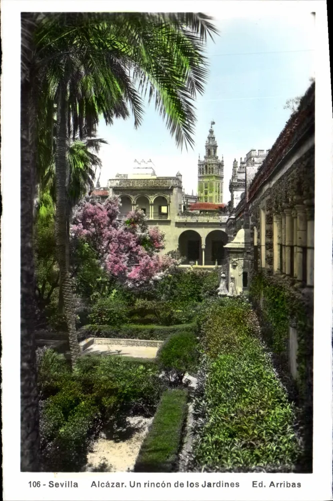 Sevilla - Alcázar. Ein Eckbereich der Gärten — Ed. Arribas n° 106 - Vorderseite