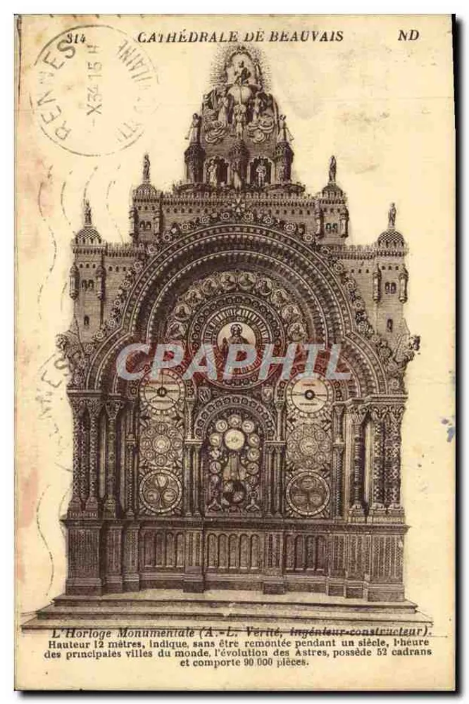 Kathedrale von Beauvais — Monumentale Uhr — Verlag ND - Vorderseite