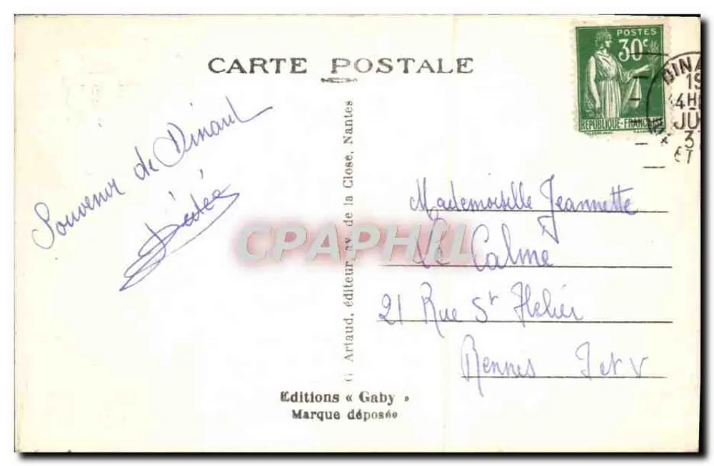 Dinard (Ille-et-Vilaine) — A Palmerate — Saby - Verso