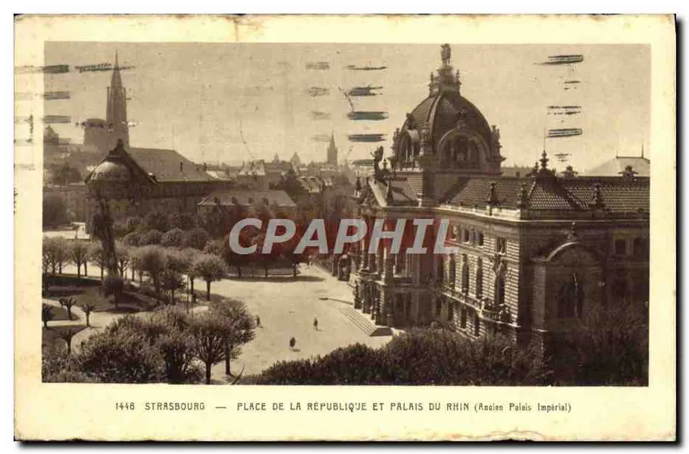 Straßburg — Platz der Republik und Palast des Rheins (ehemaliger Kaiserpalast) — Verlag Cartes « La Cigogne » - Vorderseite